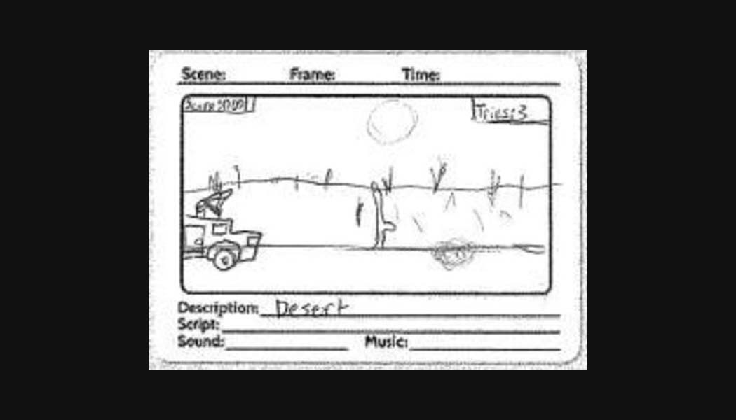 A sketch depicting a gameplay element involving a car